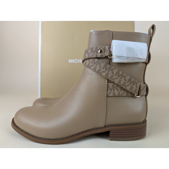 Michael Kors Rory Flat Booties Ankle Boots Womens 8 Brown Faux Leather Shoes NWB - Picture 5 of 14